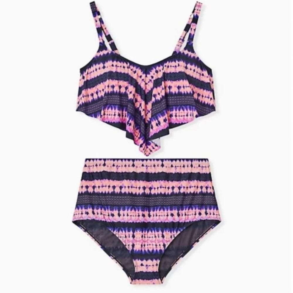 Torrid Pink and Black Bikini Set